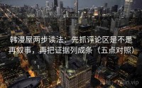 韩漫屋两步读法：先抓评论区是不是再叙事，再把证据列成条（五点对照）