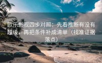 欧乐影视四步对照：先看推断有没有越级，再把条件补成清单（找准证据落点）