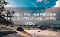 每日大赛四步对照：先看传播链是不是断开，再把例子标注清楚（不费劲但管用）
