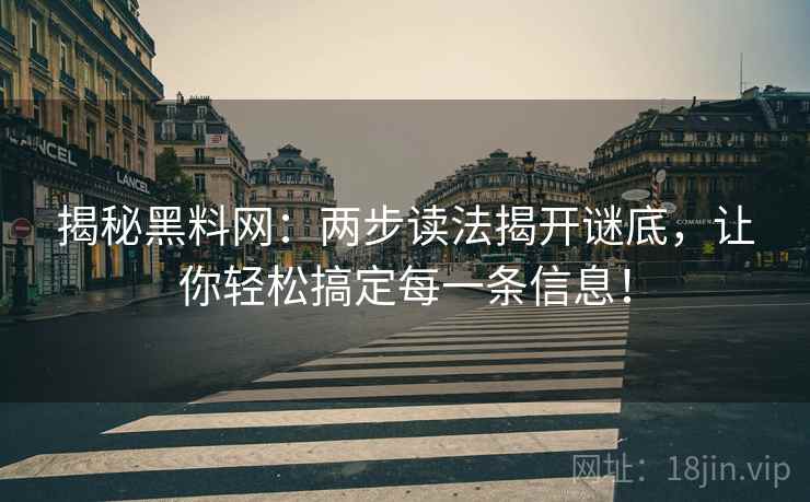 揭秘黑料网：两步读法揭开谜底，让你轻松搞定每一条信息！