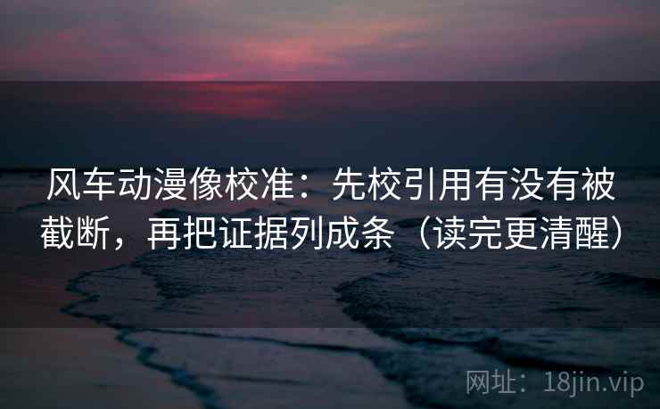 风车动漫像校准：先校引用有没有被截断，再把证据列成条（读完更清醒）